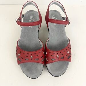 Alegria Sandals Reese Red Butter Blocked Heel Open Toe REE-645 Women’s Size 38